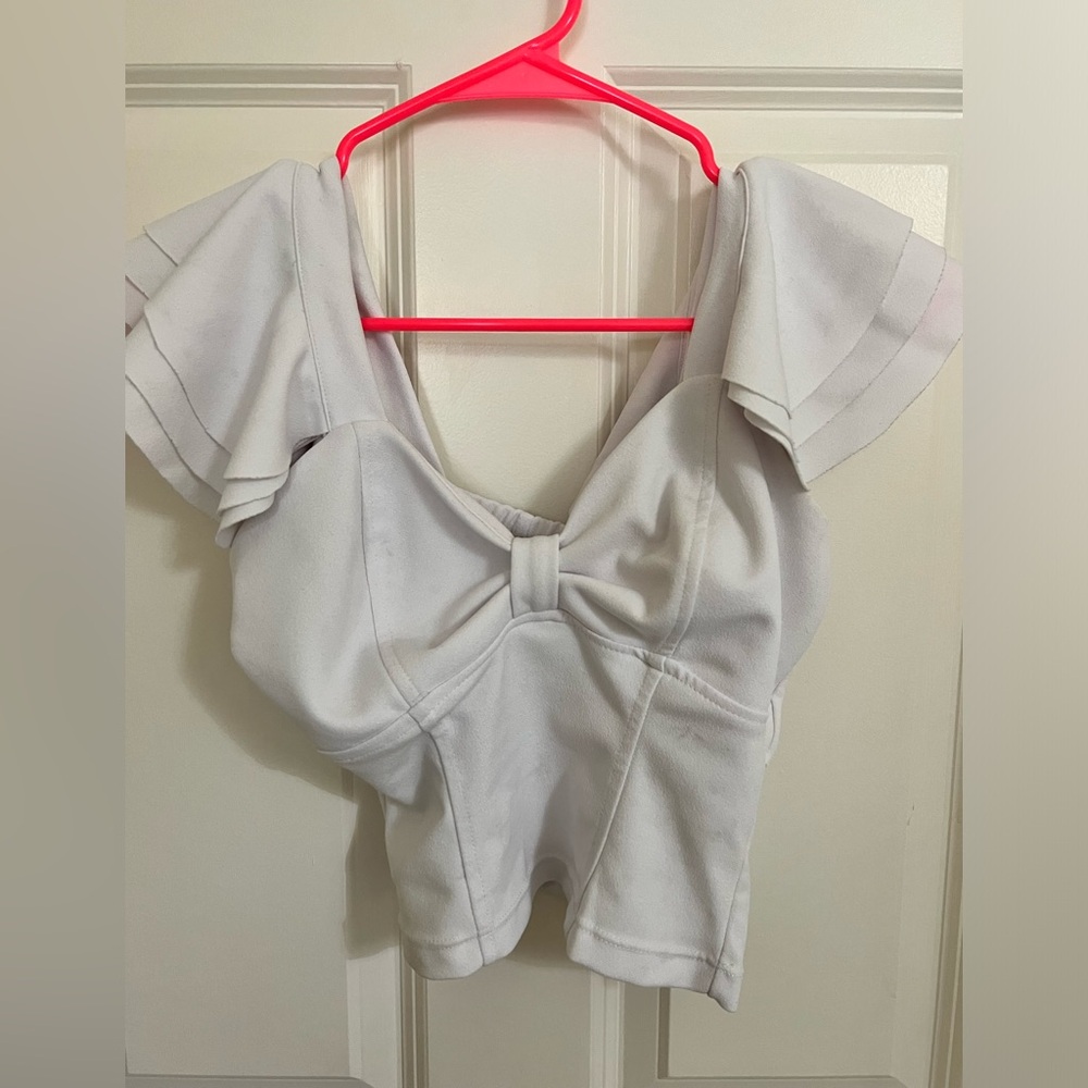 White Crop Top and Pants Set